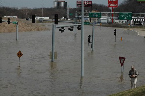 Hwy 141 at Hwy 44 is under water with the flooding this week.