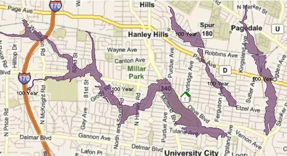 University City 100 year flood zone