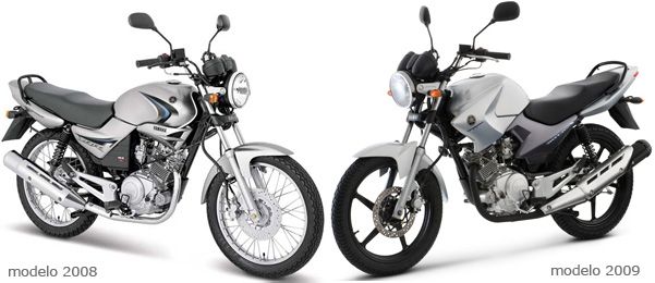 Yamaha YBR 125 modelo 2008 e modelo 2009 Montagem de fotos da YBR modelo 2008 e YBR modelo 2009