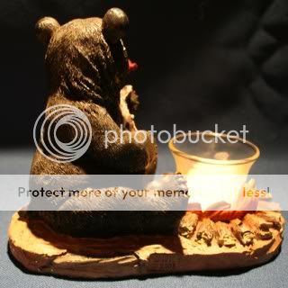 Bear & Campfire Cookout Tealight Candle Holder Figurine  